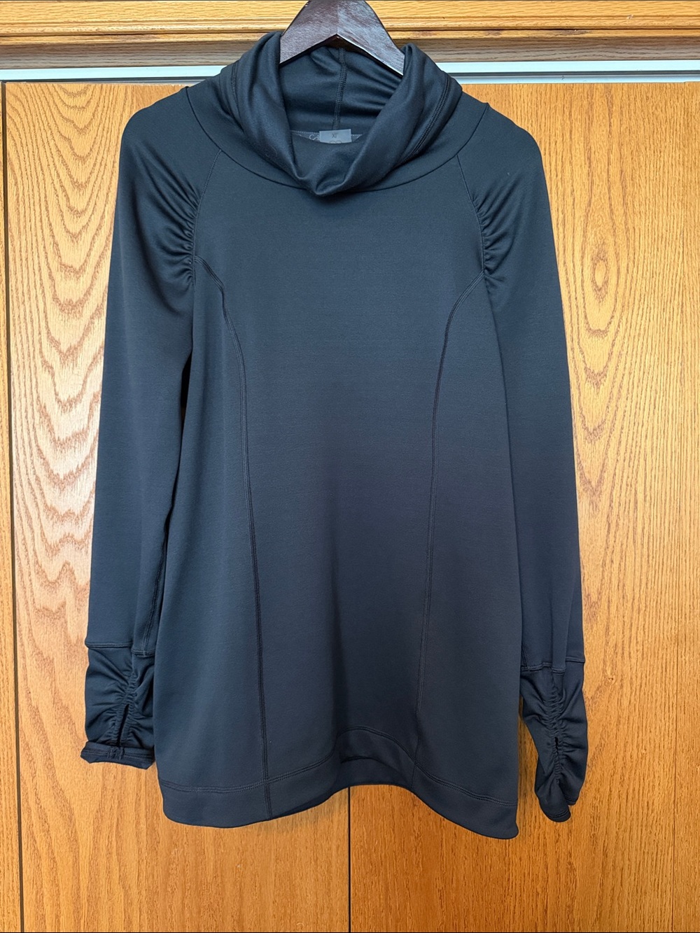 Black Cowl Neck Long-Sleeve Top